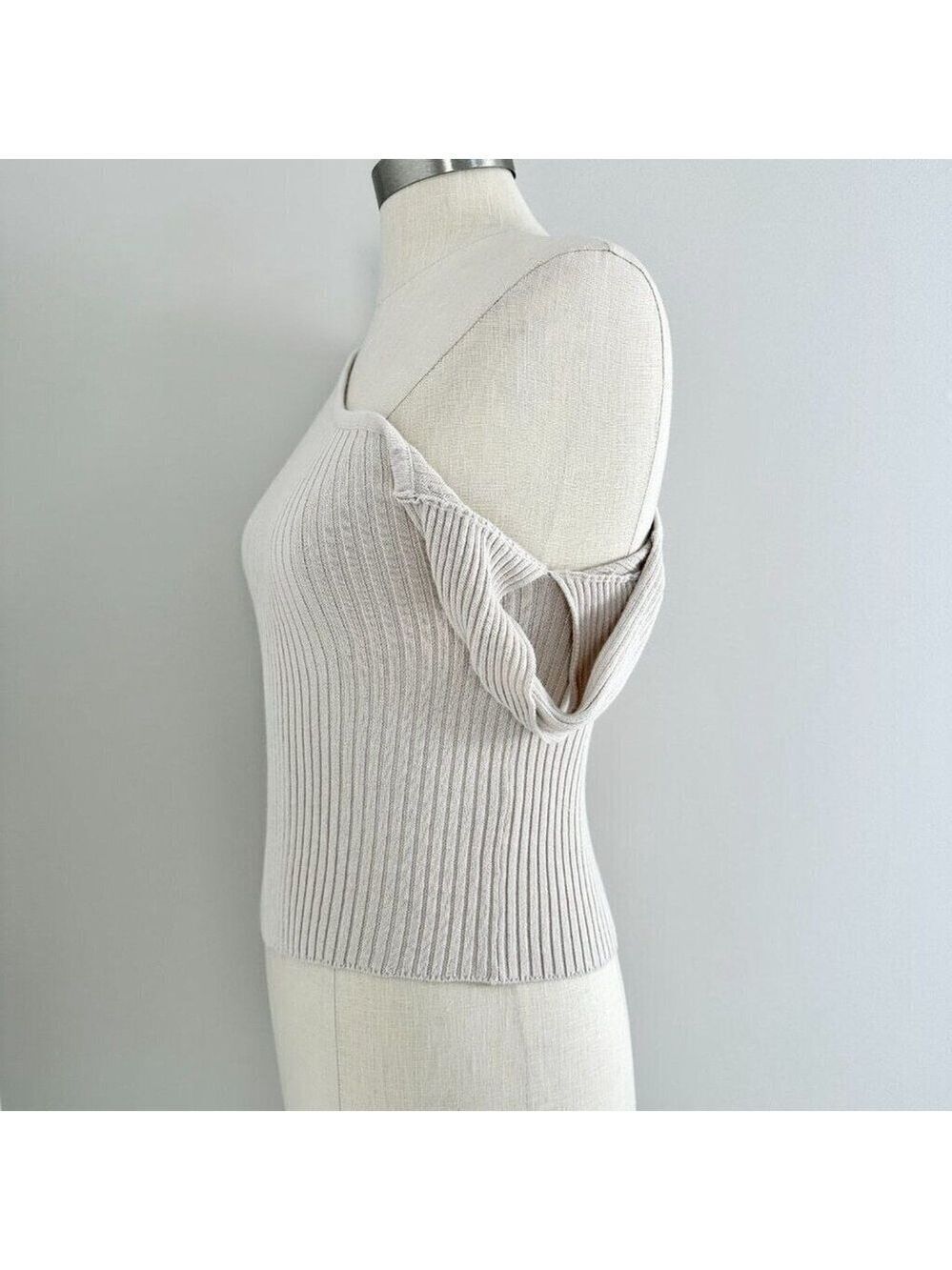 Silk Ivory Twist Sweater | Revolve Shae One Sleeve | NWT Large - Picture 5 of 15